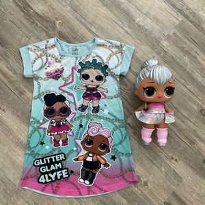 LOL Surprise Girls Pajama Nighty Dress & Doll